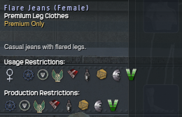 1137 Flare Jeans (Female) Info