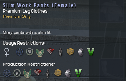 1125 Slim Work Pants (Female) Info