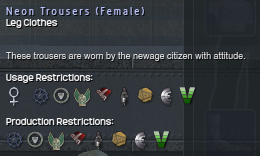 956 Neon Trousers (Female) Info