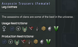 907 Assassin Trousers (Female) Info