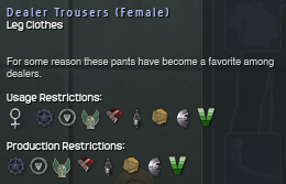 942 Dealer Trousers (Female) Info