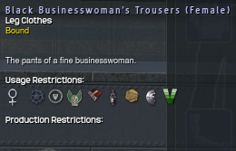 1148 Black Businesswoman's Trouser (Female) Info