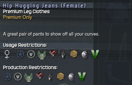 1128 Hip Hugging Jeans (Female) Info