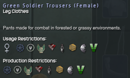 941 Green Soldier Trousers (Female) Info