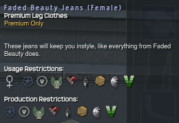 1129 Faded Beauty Jeans (Female) Info