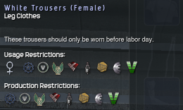 960 White Trousers (Female) Info