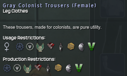 922 Gray Colonist Trousers (Female) Info