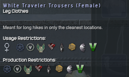 951 White Traveler Trousers (Female) Info